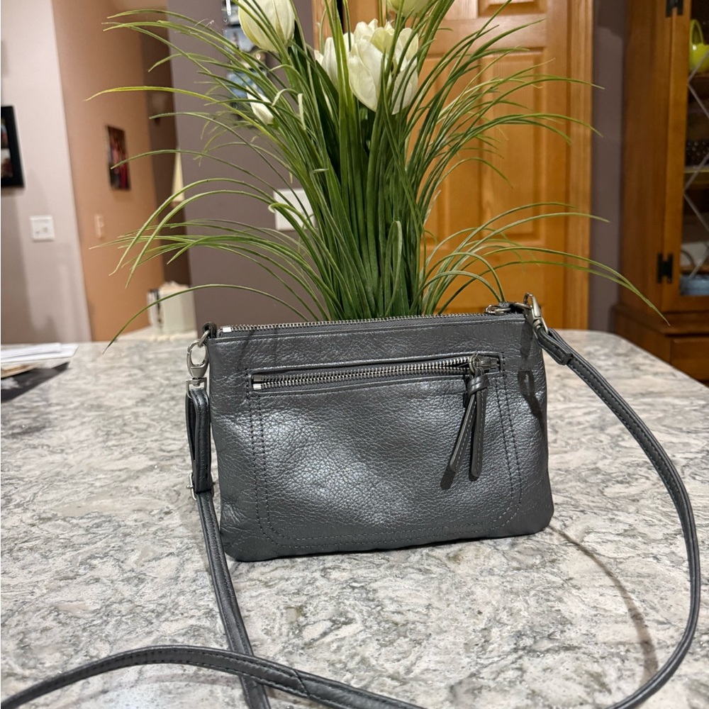 J. Jill Charcoal Leather Crossbody Bag